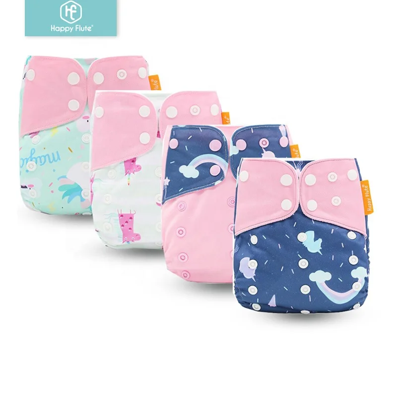 

HappyFlute suede cloth inner 4pcs set reusable diapers  for 3-15kg pocket baby cloth diapers, More than 300 colors