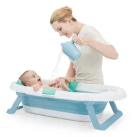 

FB-01 good quality Collapsible plastic fold infant toddler baby bathing bath tub set pp plastic with bucket stand pillow Cushion