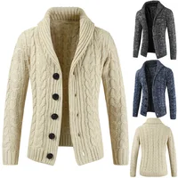 

Autumn And Winter New Men's Long-sleeved Sweater Lapel Cardigan Button Knit Sweater