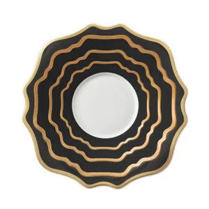 Image of black ceramic plates gold edge western royal wedding use tableware dinnerware dish hotel kitchen plates set