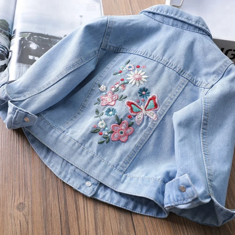 

B23354A 2018 Latest design baby girls casual embroidery jean coats Jackets