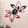New products Acrylic 3d mirror DIY leaf quartz hot sell wall clock
