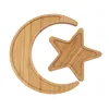 Healthy Contemporary Snack Serving Tray Muslim plate Bamboo Star And Moon Shaped Service Small Wooden Food Tray