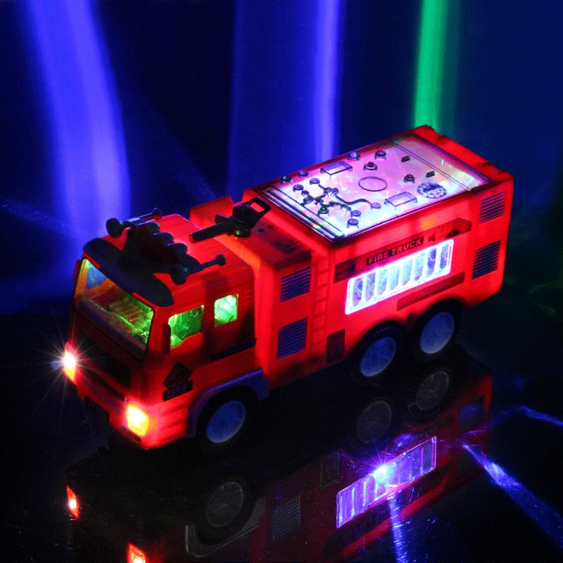 Electric Fire Truck Kids Toy with Bright Flashing 4D Lights  Real Siren Sound 