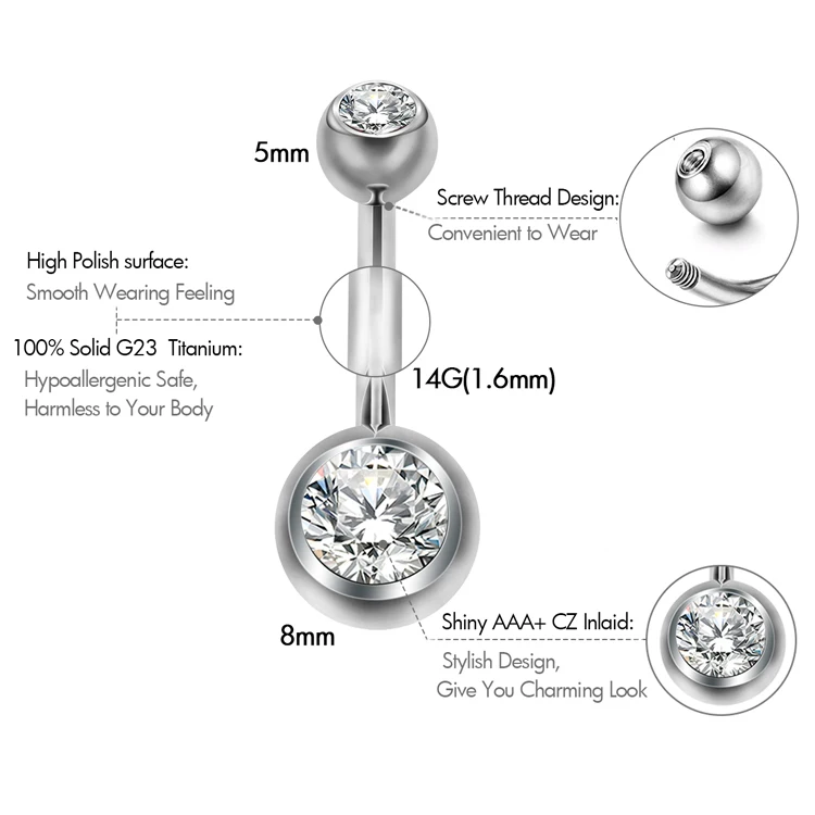 G23 Titanium Double Gem Navel Piercing Belly Button Ring Buy G23