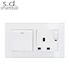 UK Standard Luxury Glass Panel Wall Socket With Switch Electrical Wall Switch Socket