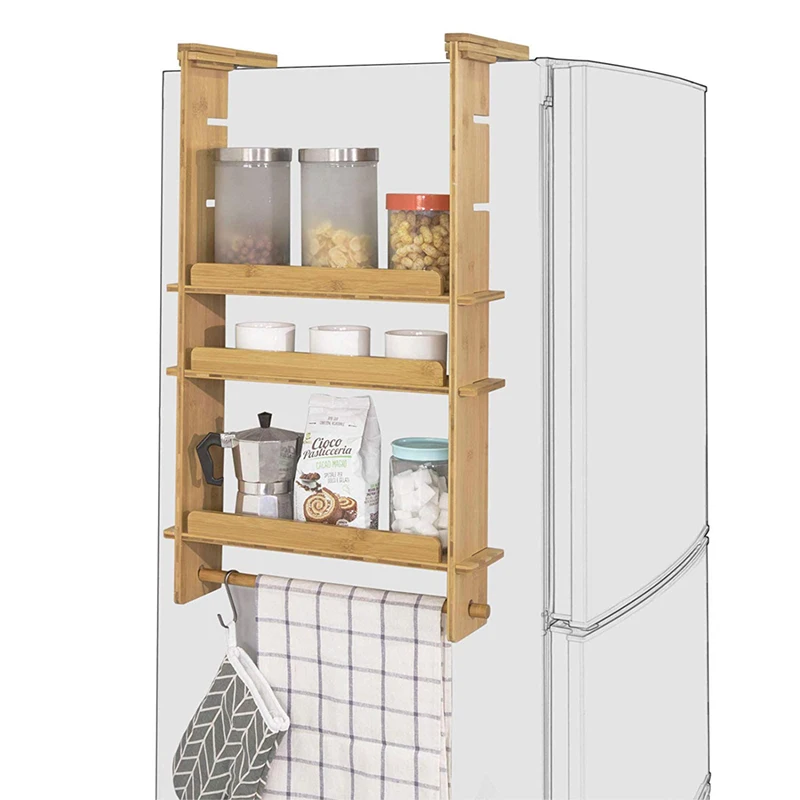 Ecofriendly Kitchen Organizer Household Refrigerator Side Shelf Bamboo