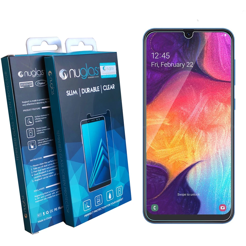 

tempered glass micas for phones for Samsung A30/A50 screen protector, Clear