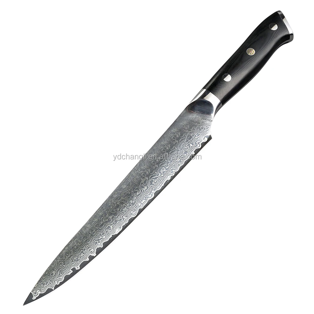 
Japanese damascus kitchen knife set with G-10 handle 