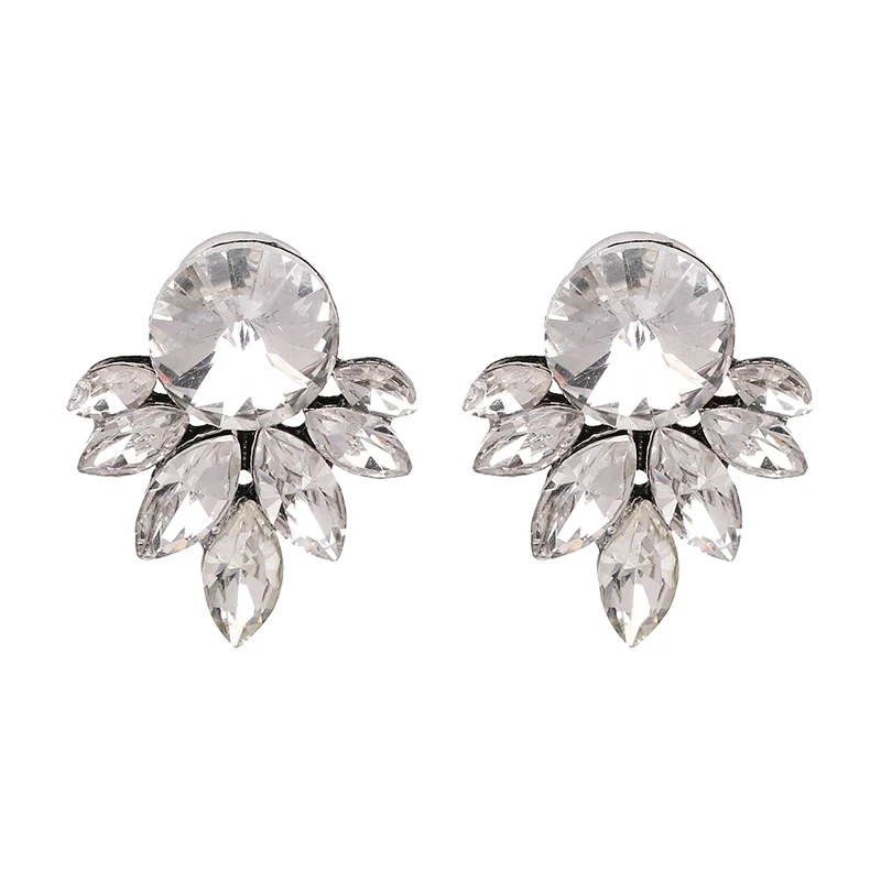 

JUJIA 2018 simple Rhinestone earrings Wholesale full crystal New statement water drop fashion crystal Stud Earrings for women