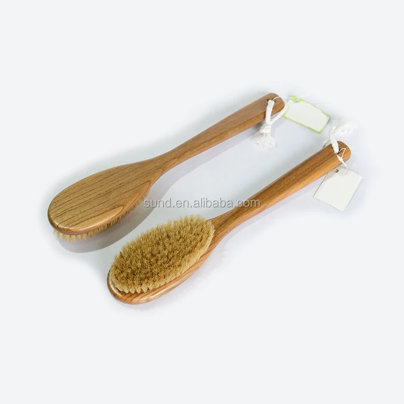 

Flexible Bath Body Brush Boar Bristles Exfoliating Body Massager with Wooden Handle for Dry Brushing and Shower, Various choice(customized)