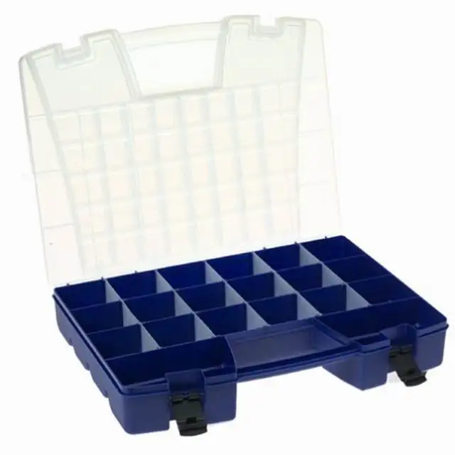 

Plastic Portable Hardware and Craft Parts Organizer Large Blue Plastic Tool Case