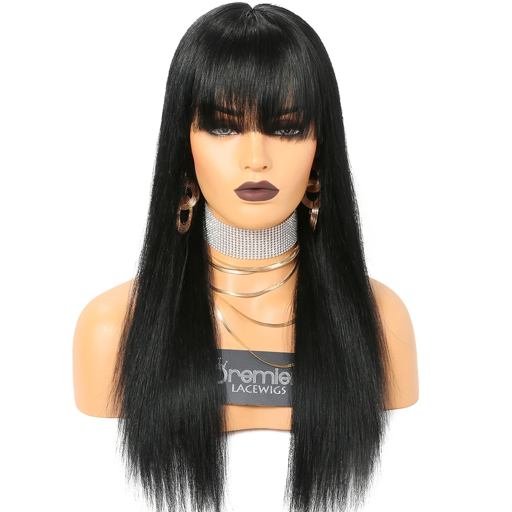 high ponytail silk top full lace wig with hair bang perruque wigs human hair virgin brazilian
