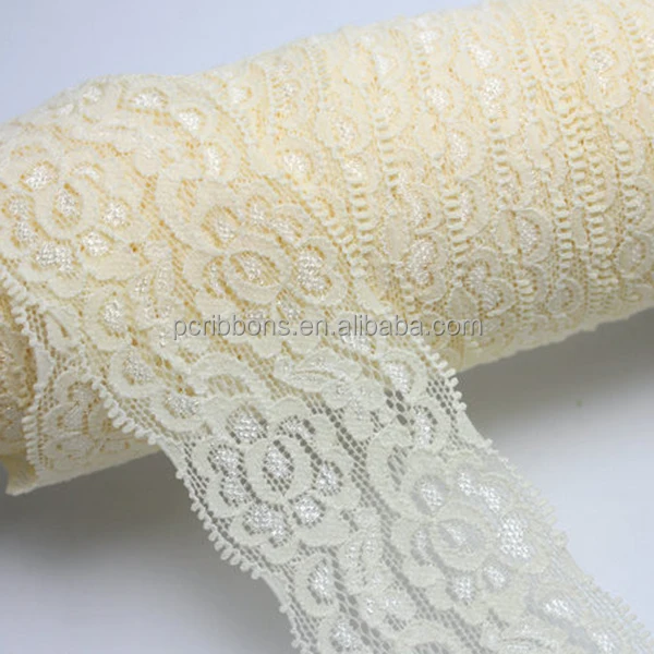 

2" Embroidery elastic lace trim wide stretch lace trim, Pink,ivory,aqua,white,black