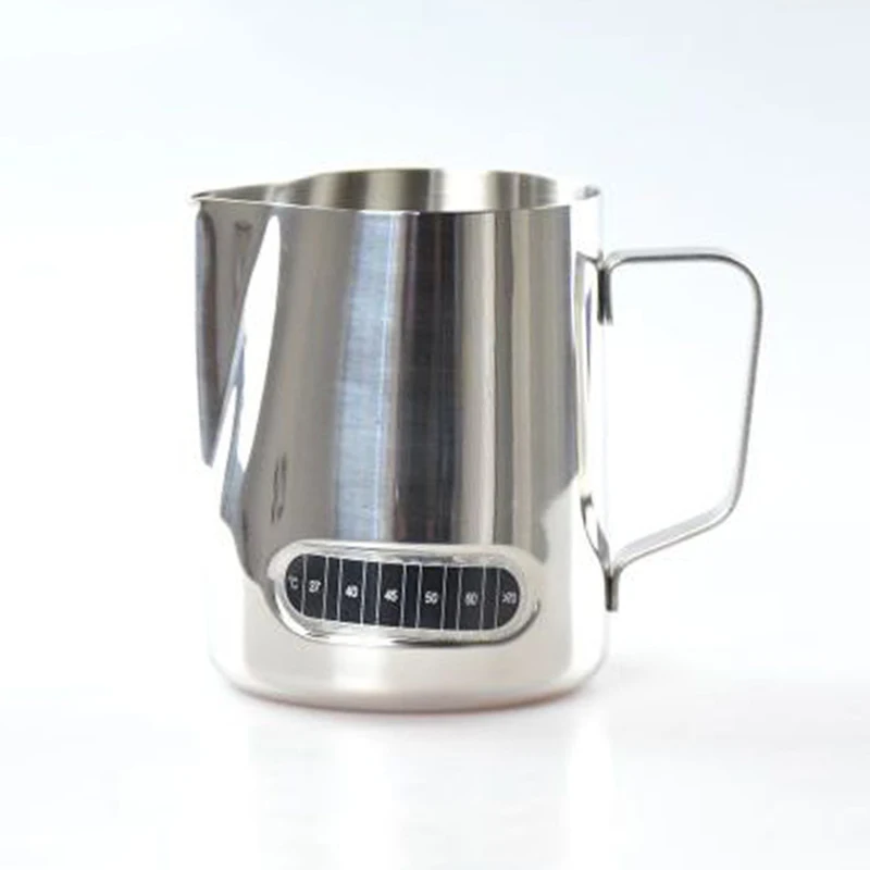 

600ml Stainless Steel Smart Milk Frothing Pitcher Thermo-Indicator Coffee Pitcher Mug, Silver