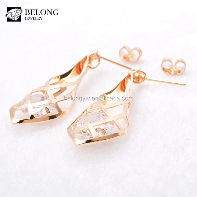 

BLJSE0327 hot sales latest designs for women cz gold statement earrings