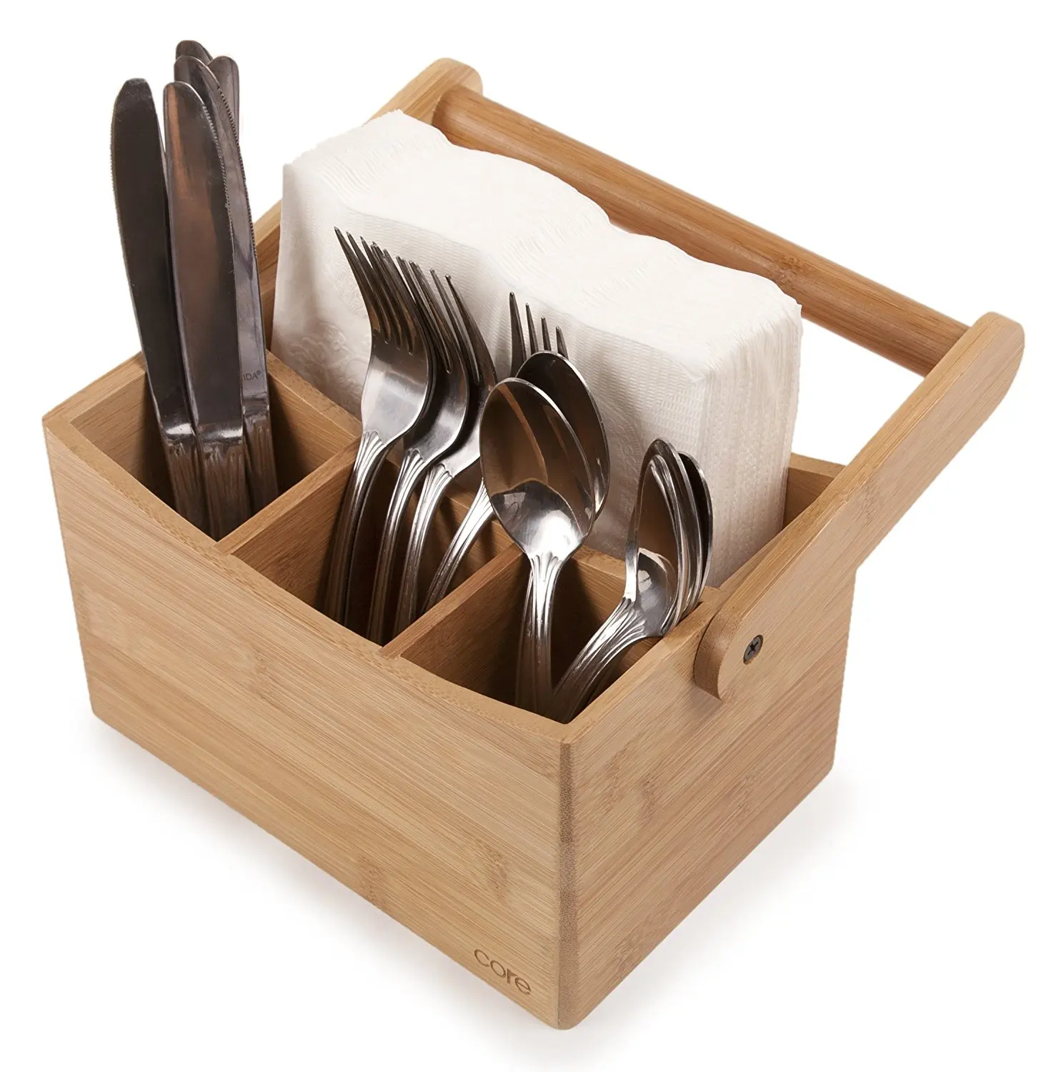 Tool Cooking Cutlery Table Flatware Silverware Organizer Kitchen Wooden Condiment Caddy Utensil