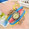 Alibaba Wholesales reloj Women Fashion Handmade DIY Korea Leather Bracelet Ladies Wristwatch Free Shipping