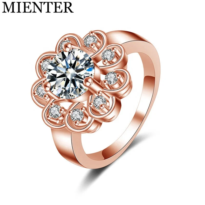 

Wholesale Love Symbol Copper Plated Platinum Crystal Flower Shape Diamond Ring Price, Picture