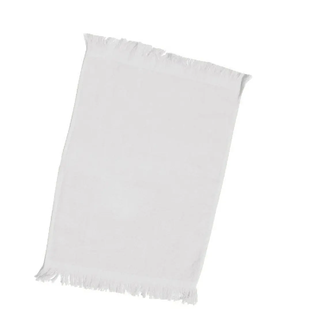 Wholesale Price Towels, Terry Velour Fingertip Towel Fringed End, Size: 11" x 18" (3, WHITE)