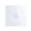 EU/UK standard Touch Switch White Crystal Glass Panel Touch Switch, AC220V, EU 1 Gang 1Way Light Wall Touch Screen Switch