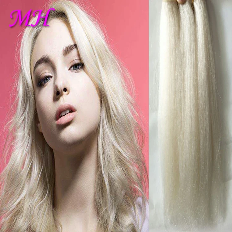 

Matte White Yak Hair Weft Washed Clean Bleached Yak Hair Extensions for Clip-in Hair Extensions