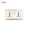 Luxury Champagne Golden Color 13A 3 Pin Electric Double Wall Socket