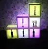 rgbw color changing wine bottle display rack with led light