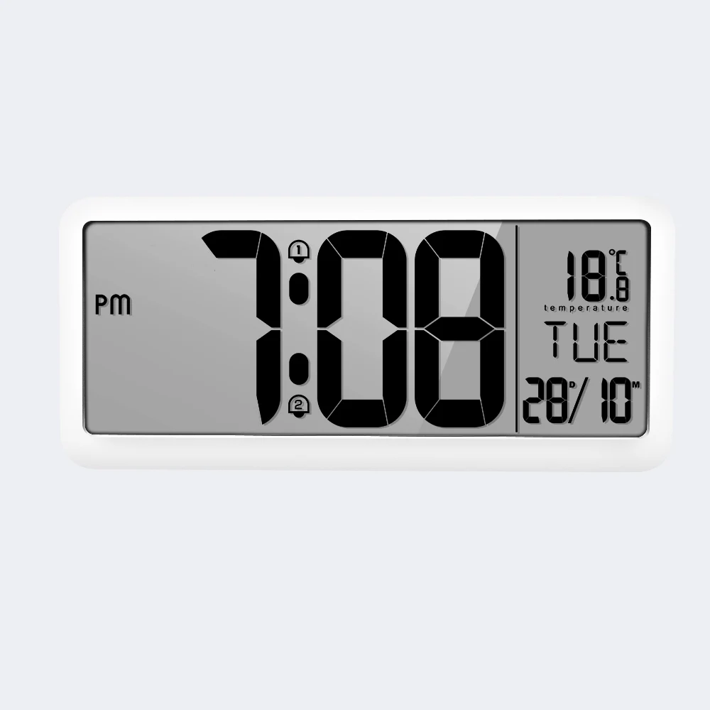 

2019 High Quality Electronic LCD Music Wall Mounted Clock Desktop Music Alarm Clock, Silver