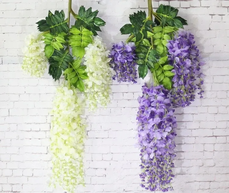 Wholesale 3 Branches Flowers Fake Hanging Artificial Flowers Wisteria