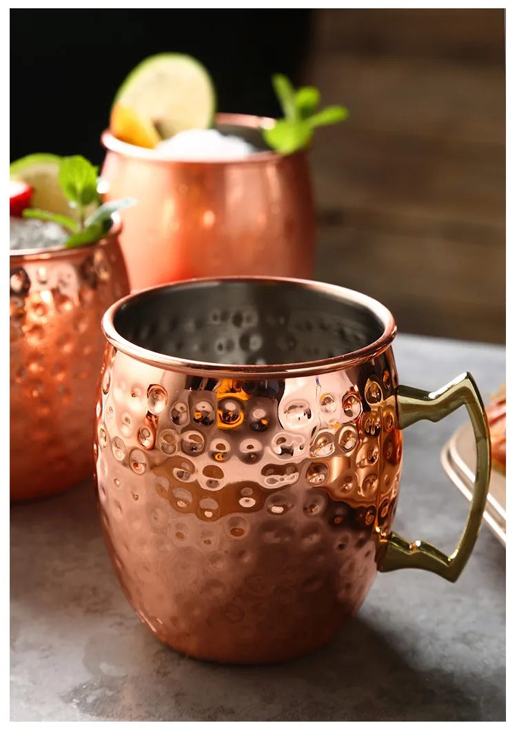 Wholesale 17oz Copper Beer Moscow Mule Stainless steel Mug with Handgrip