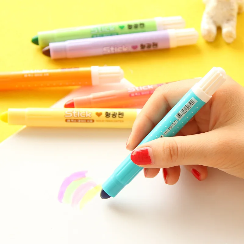 韓国文房具可愛い色固体蛍光ペンキーマーカークレヨンカラーマーカーペン Buy 色マーカーペン 蛍光ペン 無地ペン Product On Alibaba Com