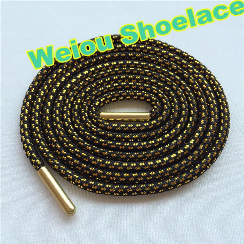 

Weiou black gold laces sneaker shoelaces two color shoe laces glitter metallic gold shoelaces for boots shoes, Bottom based color + match gold wire