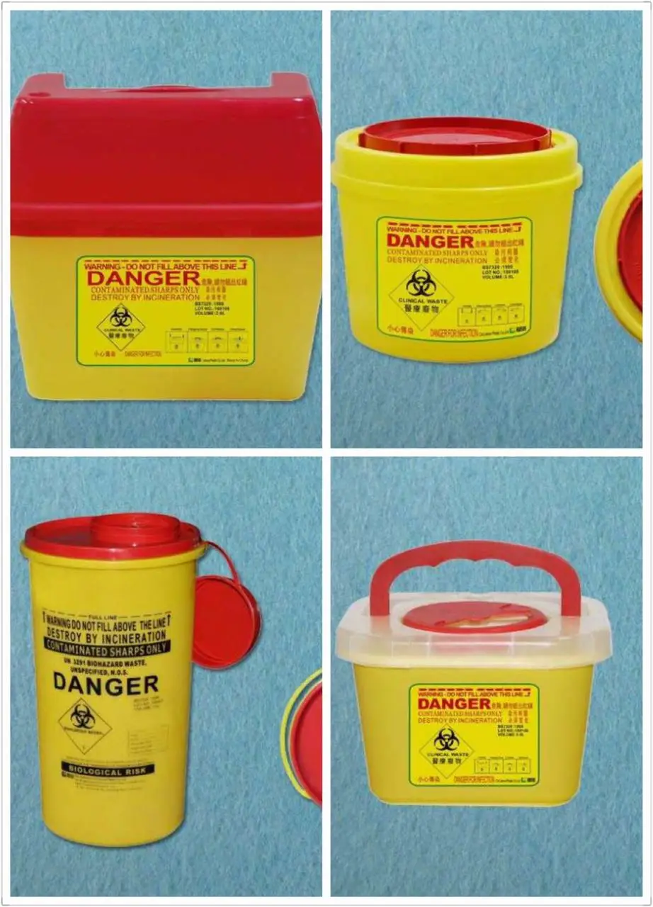 wall mounted biohazard 5l 10l 15l disposal disposable plastic medical waste needle sharps disposable bin containers