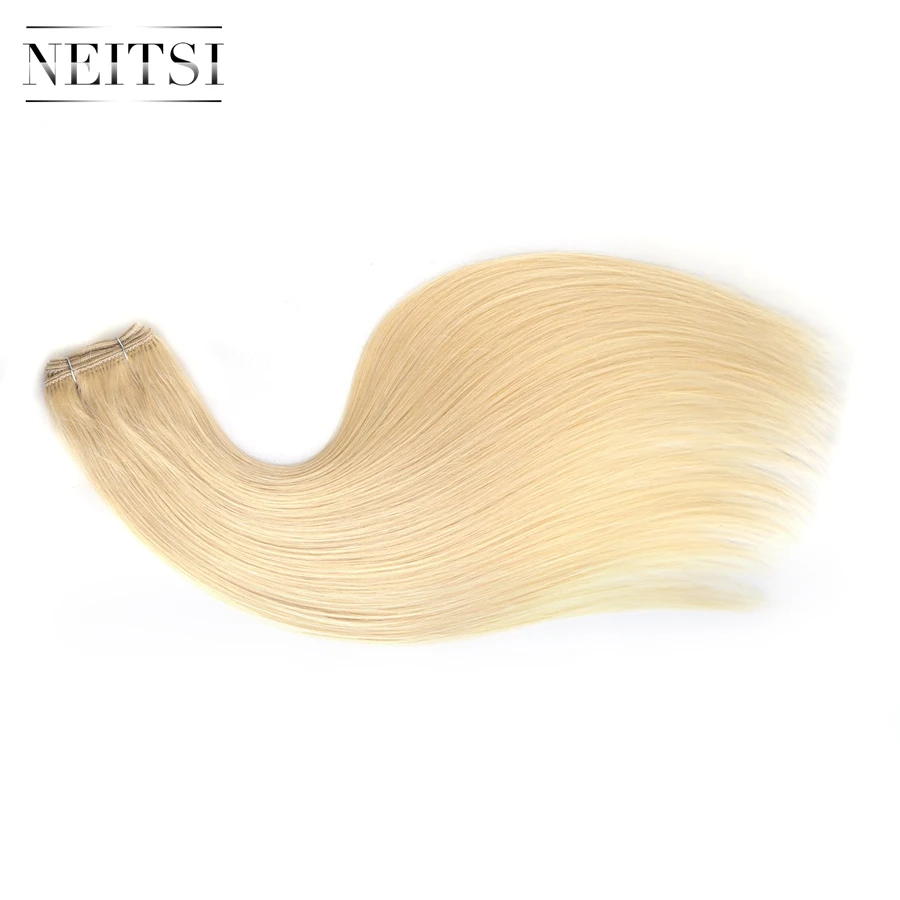 

Neitsi 100g Curly Hair Wefts Double Drawn Straight Premium Remy Human Extensions 613 Hair Weft