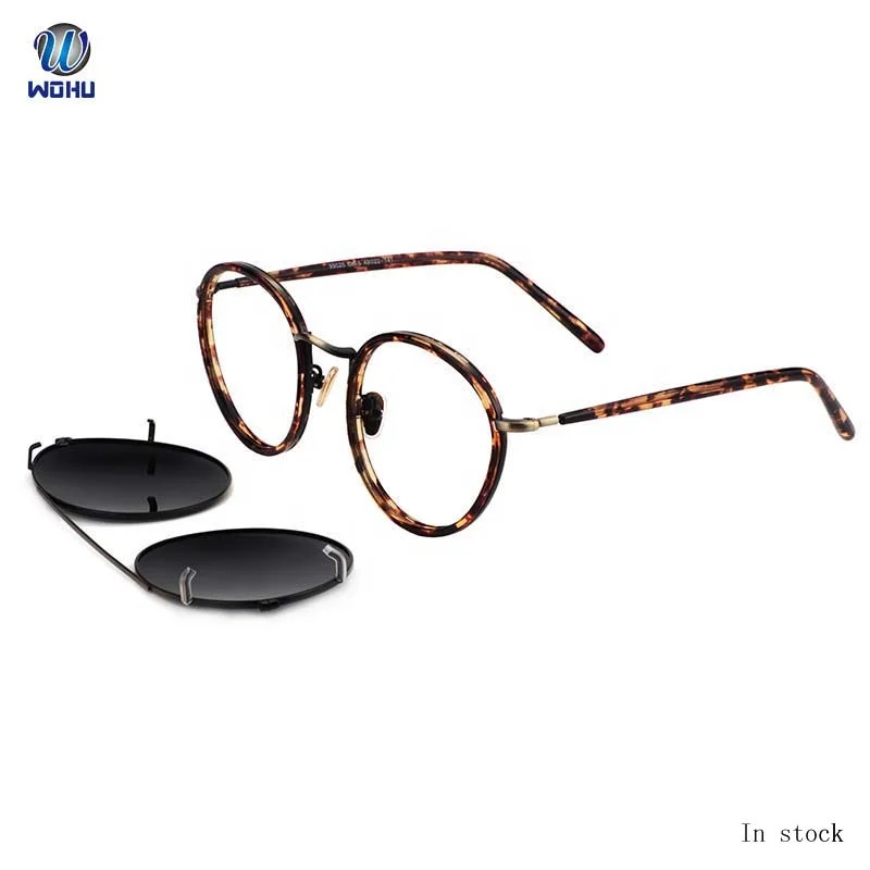 

Two Colors Round Luxury Eyewear Glasses Optical Frames With Clips 10PCS OEM