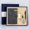 leather card holder good quality leather notebook dairy gift set with Pen and USB flash
