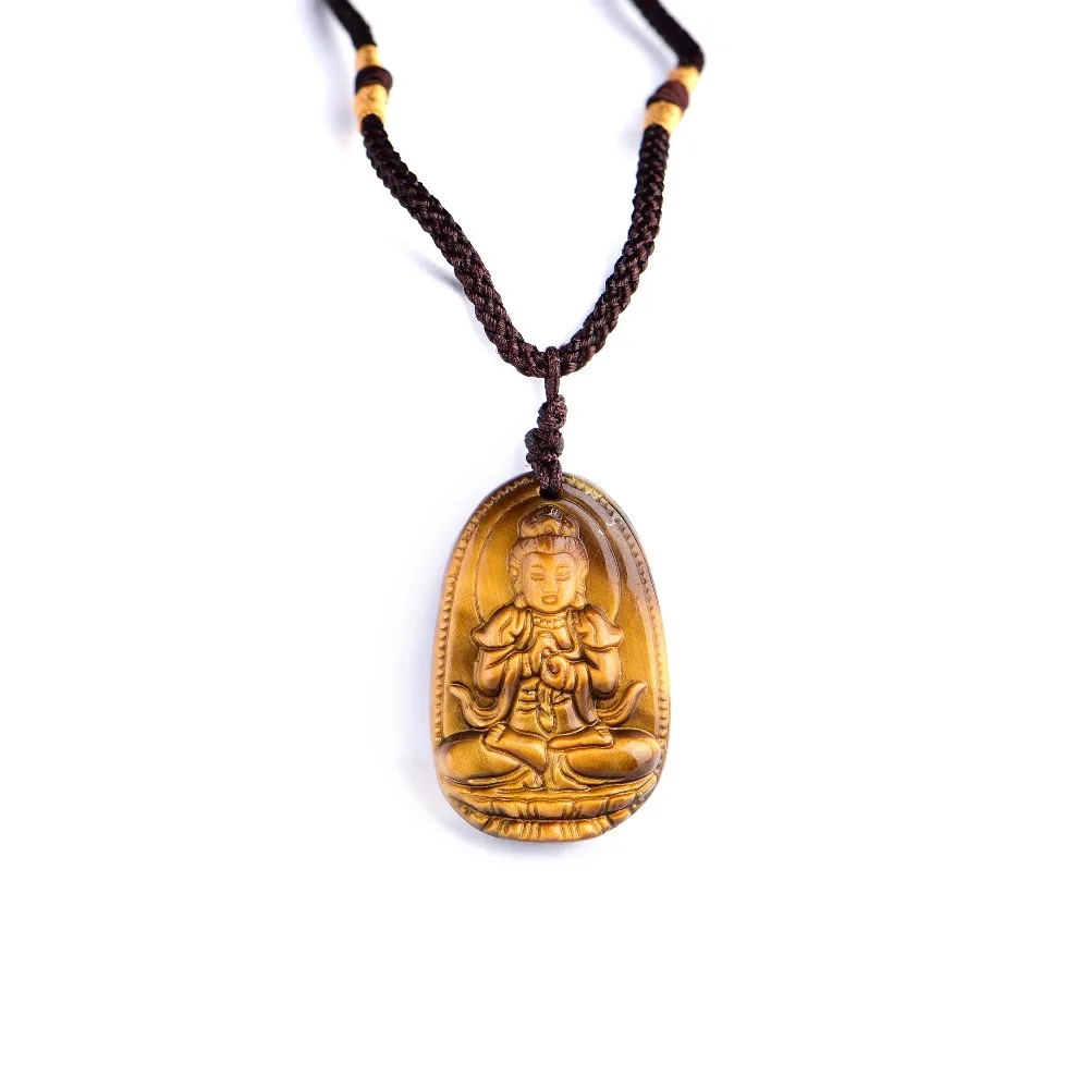 

High Quality Unique Natural Yellow Tiger Eye stone Carved Buddha Lucky Amulet Pendant Necklace For Women Men pendants