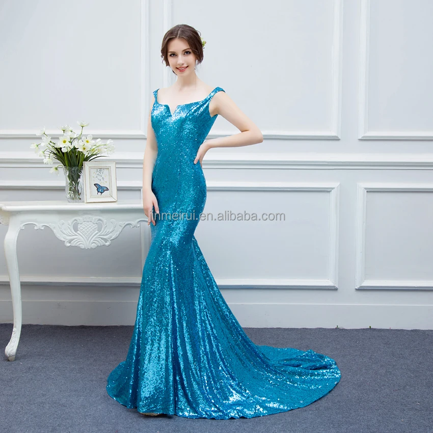 

100% Real Sample Royal Blue Spakling Sequined Prom Dresses 2018 Wholesale Mermaid Cheap Long Prom Gowns, Customized