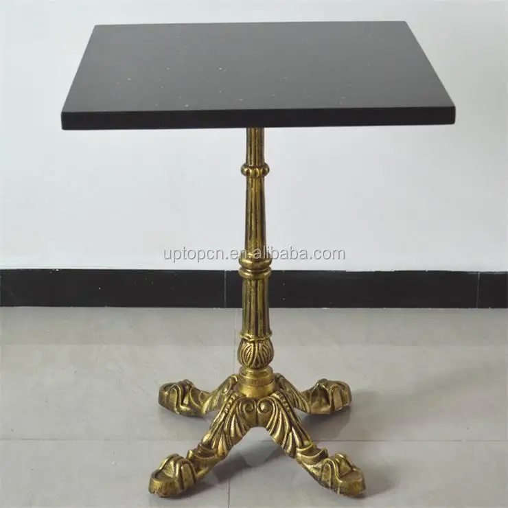 
(SP-RT222) Antique Coppered metal base marble table for restaurant cafe 