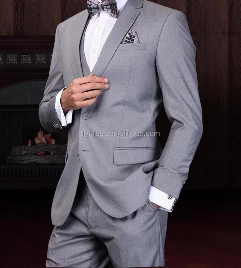 

Light Grey groom dress tuxedo Wedding Suits notched Lapel Jacket+Pants+Tie+Vest custom made boys suit Best men suits, Per the request