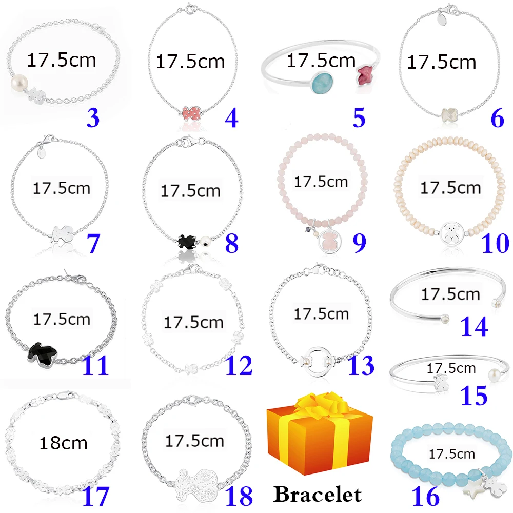 

2019 100% 925 Sterling Silver Classic Bear Bracelet High Quality Fashion Women's Jewelry Factory Wholesale Free Shipping