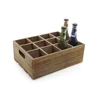 Rustic Brown Wood 12 Slot Beer Bottle Serving Crate/Beer Storage Box With Carrying Handles