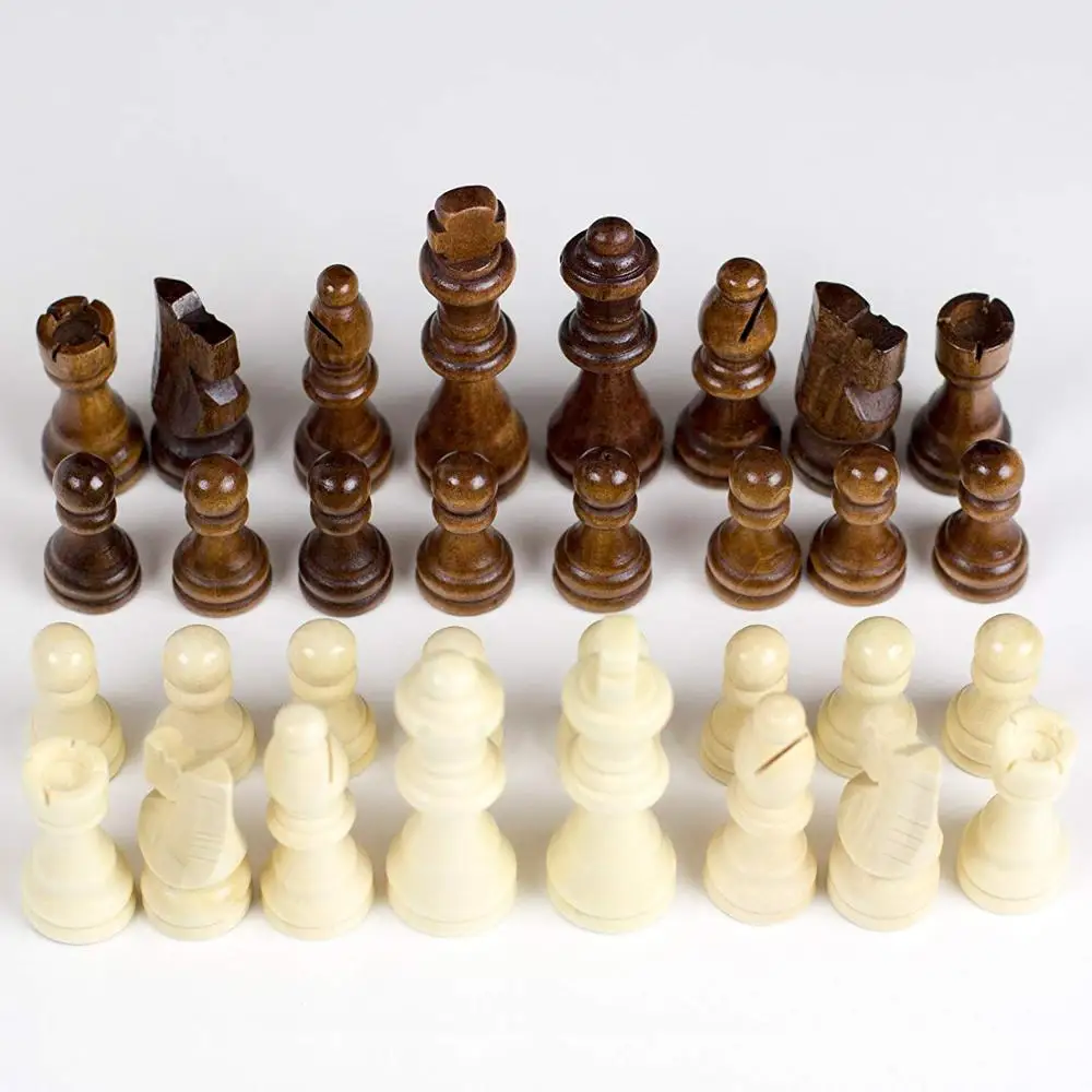 

Complete Wooden Chess Pieces (32 Pieces) Wooden Replacement Chess Figures with Kings Queens Castles Knights & Pawns