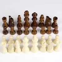 

Complete Wooden Chess Pieces (32 Pieces), Wooden Replacement Chess Figures with Kings, Queens, Castles, Knights & Pawns