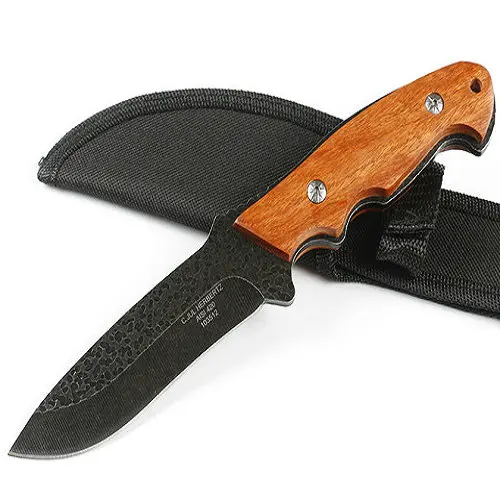 

58HRC Steel + Wood handle Straight Knife Forging Steel Hand Knives Camping SURVIVAL Tools 2223