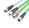 Waterproof M12 D Coding to RJ45 Patch Cable Ethernet RJ45 Patch Cord
