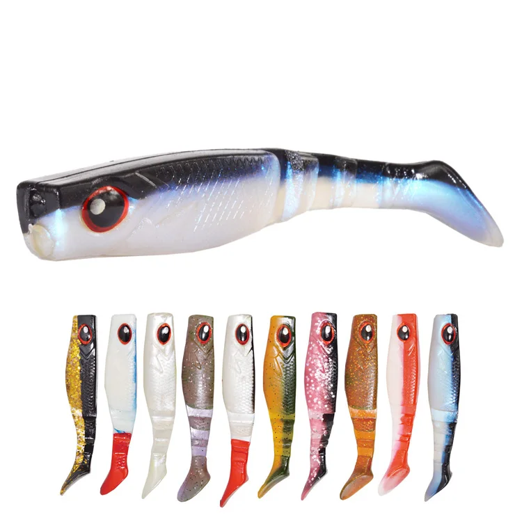 

Double Colors T Tail Eyes 3D Soft Fishing Lures For Saltwarter, As your require