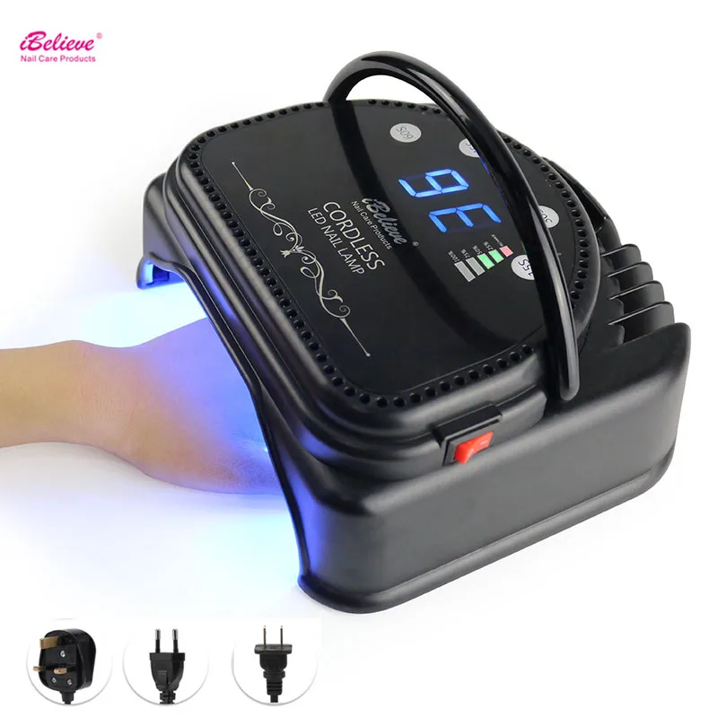 

Hot sales Ibelieve tp46E 64w cordless gel polish dryer rechargeable led nail lamp, Black