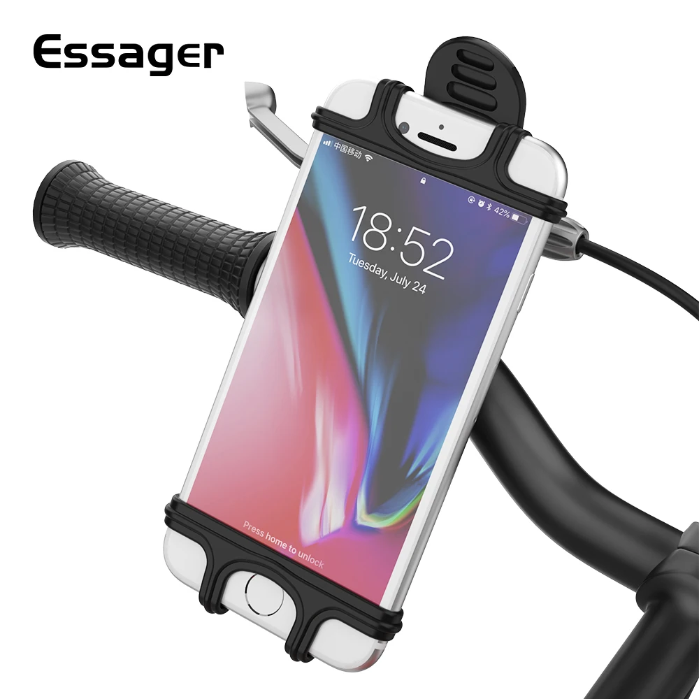 

2019 new hot Essager phone holder for bicycle,silicone bike phone holder, Black;red;yellow